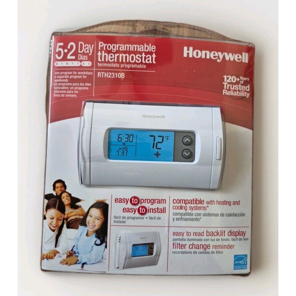 Honeywell RTH2310B 5-2 Day Programmable Thermostat Backlit Display NEW Slit Pack